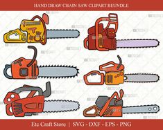 hand drawn chainsaw clipart bundle - svg dxf eps png