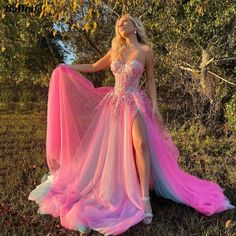 Just found this amazing item on AliExpress. Check it out! $92.72  39％ Off | Bafftafe Fairy Pink Sky Blue Prom Party Dresses Appliques Lace Flowers Women Evening Dress Slit Formal Wedding Engagement Gowns Pink Flower Prom Dress, Md Dresses, Circle Loom, Quincenera Dresses, Loom Hats, Engagement Gowns, Flower Prom Dress, Prom Inspiration, Dresses Fancy