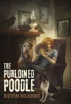 a man sitting in a chair with two dogs next to him and the caption reads, the purllowe poodle