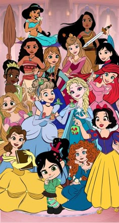 the disney princesses are all dressed up and ready for their big day