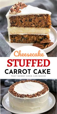 this cheesecake stuffed carrot cake is an easy and delicious dessert