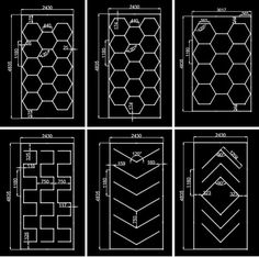 four different types of doors with measurements