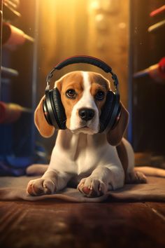 A Beagle pup engrossed in headphones, embodying curiosity and love for exploring new beats. Cute Dog Wallpaper, Harley Quinn Comic, Puppies And Kitties, Special Pictures, Phone Wallpaper For Men, Dog Wallpaper