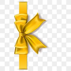 a yellow ribbon with a bow on the side, transparent background png and psd