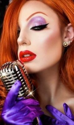 Jessica Rabbit Costume Makeup, Jessica Rabbit Hair, Red Hair Costume