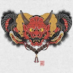 Raijin Tattoo, Japanese Demon Tattoo, Traditional Japanese Tattoo Flash, Oni Tattoo, Tattoo Japanese Style, Tattoo Chest, Demon Tattoo, Japan Tattoo Design, Japanese Dragon Tattoos