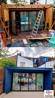 before and after pictures of a house being built