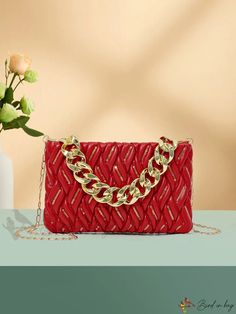 Color: Red, Size: one-size Trendy Red Clutch For Parties, Trendy Red Party Clutch, Trendy Red Shoulder Bag For Party, Red Crossbody Clutch For Party, Red Satchel Shoulder Bag For Parties, Red Satchel Evening Bag For Party, Trendy Red Evening Bag Gift, Trendy Red Evening Bag As Gift, Red Pouch Shoulder Bag