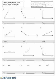 worksheet for angles and lines that are similar to each other, with the corresponding parts