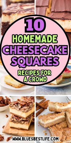 A collection of cheesecake bar recipes.