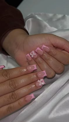 Short Pink Acrylic Nails With Initial, Pink Shorties Nails, Nails Acrylic Kids, Pink Nails With French Tip, Pink On Pink French Tip, Purple Cute Nails, Middle School Nails, Acrylic Nails Designs, French Tip Pink Nails