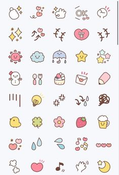 an image of some cute stickers on a phone screen with the text, i love you