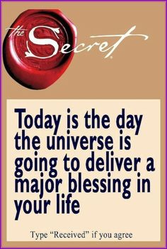 a red wax seal with the words today is the day the universe is going to deliver a major blessing in your life