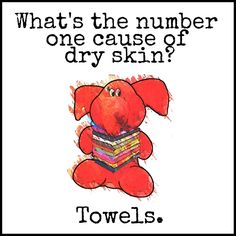 a red dog with a stack of books on it's back and the words, what's the number one cause of dry skin?