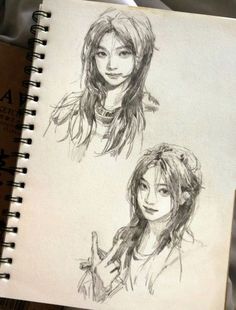 two drawings of the same person on a piece of paper