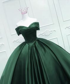 Details:     Silhouette: Ball Gown  Style    Fabric: Satin Fabric    Color: Green Color   Length: Chapel Train    Neckline: Off the Shoulder Neck    Sleeves: Sleeveless    Back: Corset Back    Embellishment: Pleats Quinceanera Dress Green, Satin Quinceanera Dress, Ball Gown Green, Lavender Prom Dress Long, Quinceanera Dresses Green, Corset Ball Gowns, Gown Green, Lavender Prom Dresses, Prom Dress Pictures