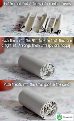 the instructions for how to make paper napkins with rolled up papers on top of each other