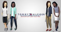 three women standing next to each other with the words tommy hilfiger on them