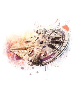 a watercolor painting of a star wars ship