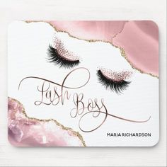 eyelashes with pink and gold glitters on it mouse pad for the girl in your life