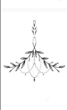 a drawing of a chandelier with leaves and beads hanging from it's sides