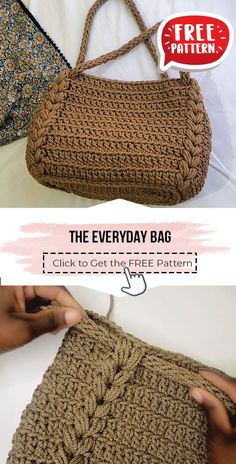 the everyday bag free crochet pattern is easy to make and looks great on someone's purse