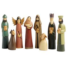 ● Set of 8 piece colorful folk art nativity scene set. ● Pieces measure approx. 2" to 7" tall. ● Handpainted with colorful details. ● Carved from sustainably produced light weight wood. ● Made in Indonesia. ---------------------- Wood carving in Indonesia dates back to a thousand years and was predominantly used in temples and palaces. It is one of the most practiced art forms in Indonesia. People in Indonesia decorate their houses with carved wooden birds, buffaloes, cocks, dogs, lion heads and Nativity Scene Sets, Wooden Nativity, Carved Wooden Birds, Batik Art, The Nativity, Three Wise Men, O Holy Night, Home Decor Baskets, Christmas Nativity Scene