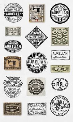 several different types of stamps on a white surface