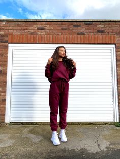 Pea Street has handmade the best quality loungewear for you peas. This burgundy brush back sweatshirt jumper is super cute to go with the matching joggers and crop top. Ribbed collar, waistband and cuffs. model size 8-10 wearing size 10 handmade to order, high quality fabric. Fall Loungewear Tracksuit With Cozy Fit, Cozy Fit Tracksuit For Fall Loungewear, Cozy Tracksuit For Fall Loungewear, Cozy Fall Tracksuit For Loungewear, Cozy Tracksuit For Loungewear In Fall, Fall Tracksuit With Ribbed Waistband And Long Sleeves, Red Sweats For Fall Loungewear, Red Fall Loungewear Sweats, Relaxed Fit Crew Neck Tracksuit For Loungewear