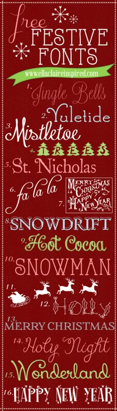 christmas font and numbers on a red background