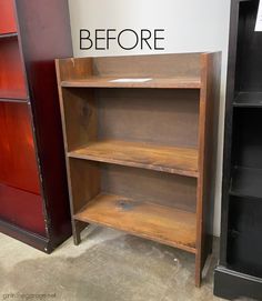 the before and after of an old bookcase