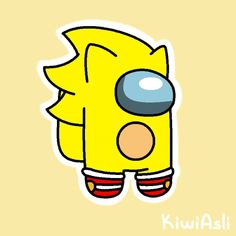 an image of a yellow cartoon character with big eyes and red socks on it's feet