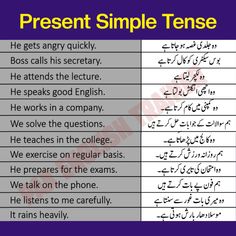 روز بول چال میں استعمال ہونے والے انگلش کی اہم فقرات

#PresentSimpleTense #tenses
#Grammartips #Education #ESL #EnglishGroup #EnglishPage
#englishtourdusentences #Englishurdu
#urdutoenglishsentences #urduenglish
#dailyuseEnglishSentences
#englishtourdutranslate #translate #SpokenEnglish #englishspeaking
#urdutoenglishtranslation #translator
#englishtohinditranslate #practice
#PakEnglishTrainer #DailyuseEnglish Simple Present Tense Sentences, Present Tense Sentences, Present Simple Tense, Simple Present Tense, Simple Present, Grammar Tips, Basic English, Present Tense