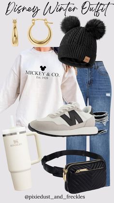 What to wear to Disney in the winter. Here's the perfect winter Disney outfit to stay warm and cozy in the parks. Disney Winter Outfits, What To Wear To Disney, Disney Shirt, Stay Warm, Warm And Cozy, What To Wear, Winter Outfits, Casual Outfits