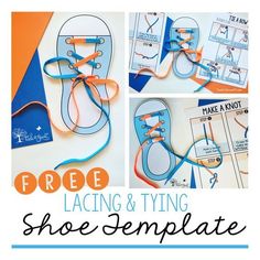 free lacing and tying shoe templates for kids to use with shoes or sandals