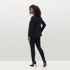 Introducing your new favorite pant, our women's black tuxedo pants! Whether you are walking down the aisle or down a red carpet, you will forget what that you're in black-tie attire and carry yourself with confidence all night long. Pair our women's black tuxedo pants with sneakers or a stiletto heel and hit the town. Tailored Pants For Evening, Tailored Structured Pants For Evening, Tailored Structured Evening Pants, Tailored Structured Bottoms For Evening, Elegant Structured Pantsuit For Party, Elegant Evening Pantsuit For Fall, Fitted Tuxedo Suits For Fall, Fall Season Fitted Tuxedo Suit, Fitted Notch Lapel Pantsuit For Party