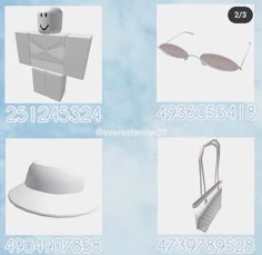 four different types of hats and sunglasses