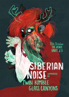 a poster with an image of a woman's face and the words siberian noise on it