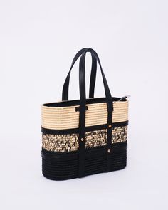 this stunning raffia handmade bag to our customers. This versatile bag can be used as both a shoulder bag and a handbag, making it the perfect accessory for any woman. The natural and eco-friendly raffia material used in this bag makes it a great choice for those who value sustainability. The bag comes in natural raffia color and black , so you can choose the one that best suits your personal style. Our skilled artisans have crafted this bag with traditional techniques and attention to detail, e Chic Open Weave Straw Bag For Market, Woven Palm Leaf Beach Bag For Travel, Natural Woven Beach Bag For Daily Use, Eco-friendly Crochet Bag With Woven Leather, Travel Beach Bag Woven From Palm Leaf, Chic Natural Handwoven Crochet Bag, Handwoven Palm Leaf Bag For Vacation, Chic Handwoven Natural Bags, Eco-friendly Woven Leather Shoulder Bag In Natural Color