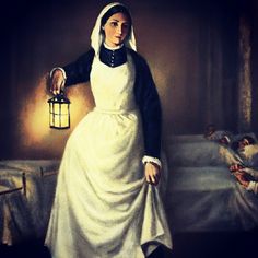 a painting of a woman holding a lantern in front of a bed with people on it