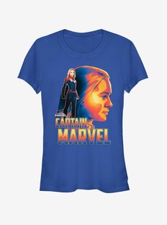 Marvel Captain Marvel Silhouette Girls T-Shirt Marvel Silhouette, Marvel Cosplay Girls, Luke Cage Marvel, Marvel Captain Marvel, Flight Girls, Marvel Logo, Cap Girl, Marvel Tshirt, Hulk Marvel