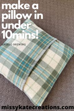 an image of a blanket on the floor with text that reads make a pillow in under 10 mins