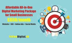 an advertisement for the digital marketing package for small businesses, $ 59 / month website - click to online ads & social media