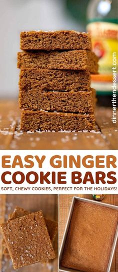 easy ginger cookie bars are the perfect treat for christmas