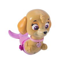 a small toy dog with big eyes and a pink collar on it's neck