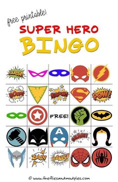 the free printable super hero bingo game