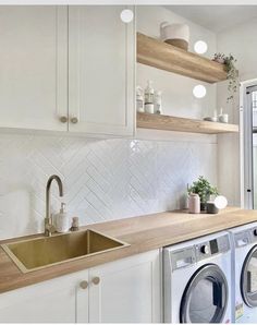 Laundry In Cupboard, Terrazzo Laundry Room, Laundry Room Ideas With Window Above Washer And Dryer, Laundry/mudroom Ideas, Laundry Reno, Laundry Doors, Laundry Nook