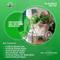 Green Leaves with 
Small Pink Flowers
Rickshaw Plant
Our Products
✓ Artificial Bonsai Tree
✓ Artificial Potted Plants
✓ Small Artificial Plants
✓ Mini Artificial  Plants
✓ Artificial Plants For Home Decor
✓ Small Artificial Flowers
✅ Free Delivery on all orders
✅ Secure Payments for a hassle-free shopping experience
✅ Top-Notch Support available to assist you
✅ Defective Piece Return guarantee for peace of mind
Don't miss out—add this beautiful piece to your cart now!
👉 Shop now at Foliyaj
👉 Contact us at +91 81788 83705
www.foliyaj.com 
#HomeDecor #ArtificialPlants #Greenery #InteriorDesign #SmallArtificialFlowers #MiniArtificialPlants #ArtificialBonsaiTree #DecorInspiration #FreeDelivery #ShopNow #LowMaintenancePlant #IndoorDecor #HomeDecor #ArtificialPlants