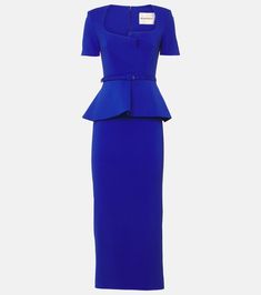 Royal Blue Cape Dress, Fitted H-line Midi Dress For Cocktail, Chic Structured Midi Dress With Boning, Structured Midi Dress For Party, Fitted Bodice Midi Dress In Elastane, Elegant Fitted Maxi Dress For Office, Fitted A-line Midi Dress For Cocktails, Fitted H-line Cocktail Midi Dress, Tailored Structured Evening Dress