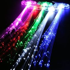 several different colored lights in the dark